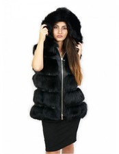 Gilet di volpe nero corto 46