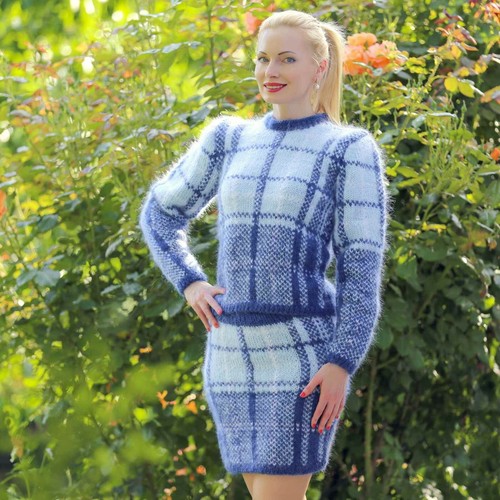 Elegante maglione tartan gonna