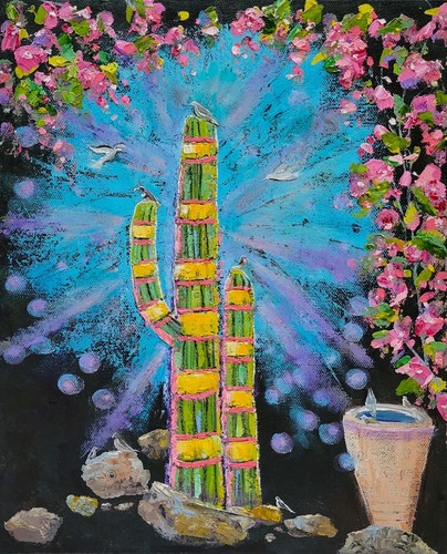 Quadro olio originale cactus - olio,