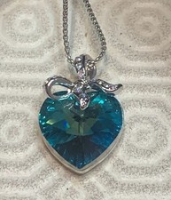 COLLANA PENDENTE CUORE CRISTALLO AZZURRO SWAROVSKI - SIVERY - FONDO DI MAGAZZINO