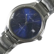 Orologio Vintage Avia 271072 Quadrante Blu Sunburst Bracciale Acciaio Uomo Data 35mm
