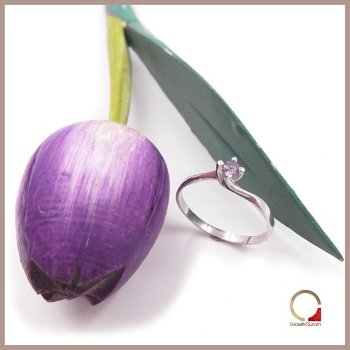 Anello solitario con - , ametista