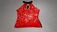 TOP CANOTTIERA  CON PAILETTES ROSSO E NERO Tg. M  - LIST