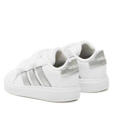 ADIDAS SNEAKERS JUNIOR GRAND COURT 2.0 GW6526 CFI BIANCO ARGENTO in PELLE