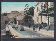 Cartolina Caulonia Via Roma e Palazzo Municipale ANIMATA AUTO T116