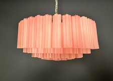 Grande lampadario in vetro di Murano -101 tubo in vetro inciso rosa