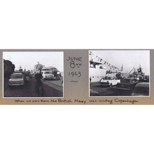 COPENHAGEN Royal Navy Ship in the Harbour - 2x Vintage Photographs 1963