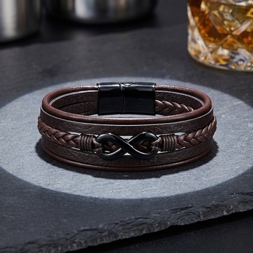Bracciale pelle marrone - marrone, con