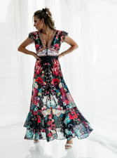 Maxi abito donna casual ricamo