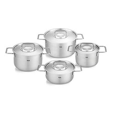 Fissler Pure Collection - Set di pentole in acciaio inox, 4 pezzi, pentole con c