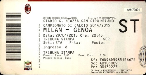 Biglietto stadio milan - milan, genoa