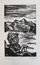 Remo wolf xilografia - wolf,