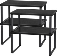 Set 4 ripiani da cucina ripiano impilabile organizer ripiano da appoggio in legno