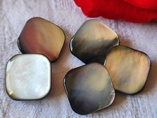 Lotto 5 Bottoni Antico IN Madreperla Quadrato À Pied Vintage 1,9 CM Rif. 5912