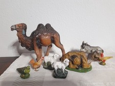 Lotto 8 animali presepe anni 1950/60 gesso, cartapesta, plastica