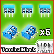 5x TERMINAL BLOCK 3 PIN Connettore Morsettiera a Vite THT da PCB pitch 5mm