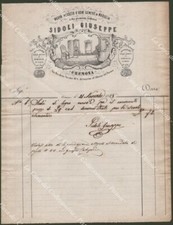 MOBILI SIDOLI, Cremona. Vecchia fattura anno 1889.
