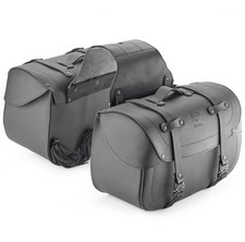 KAPPA KMLW01 COPPIA BORSE MOTO LATERALI CUSTOM CAFE' RACER 28+28LT NERO PELLE