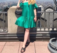 Abito Milly verde seta spalle