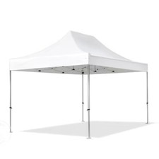 Gazebo pieghevole richiudibile telescopico 3x4,5 m. telo bianco per mercato fier