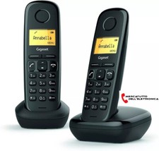 Telefono Cordless Gigaset A170 Duo  Rubrica 50 Numeri Intercomunicanti Nero Dect