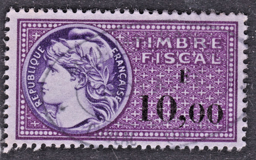 Timbre france fiscal francs - france,