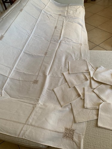 Antica tovaglia lino - lino, bianco