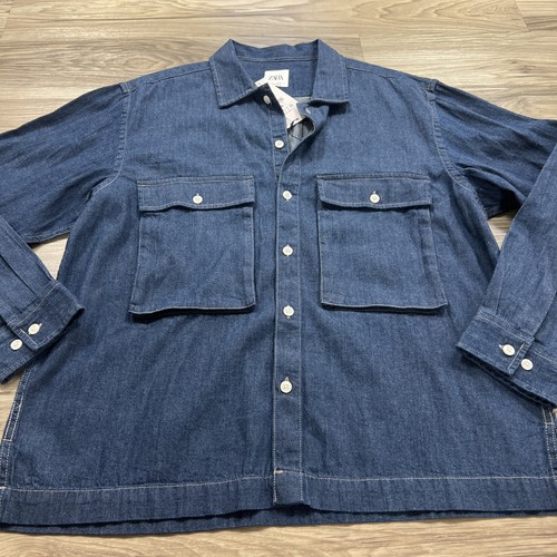 Zara blue denim button - blue,