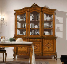 MOBILE CRISTALLIERA VETRINA VENEZIANA IN NOCE E RADICA INTARSIATA  x SALA 530