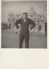 B5 - Foto Photo Fotografia Anni 50 - Marinaio a Roma Uniforme