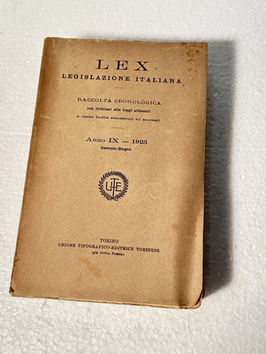 Lex legislazione italiana 1923 - legislazione,