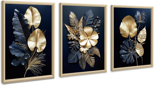 3pcs con cornice fiori blu - 3pcs,