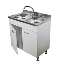 Mobile sottolavello bianco per inox, 2 sportelli senza lavello cm.100