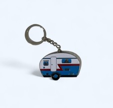 Portachiavi Camper Vintage Retrò Blu Rosso Bianco Metallo