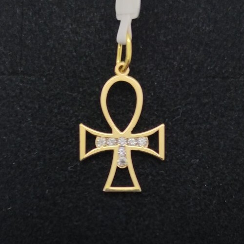 Pendente oro 18k croce egizia - pendente,