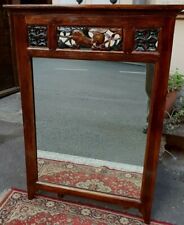 SPECCHIO SPECCHIERA CORNICE LEGNO MASSELLO INTAGLIATO A MANO 1950 ITALIA 