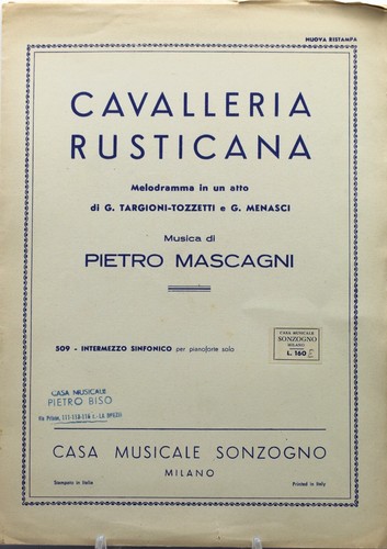 Spartito cavalleria rusticana - cavalleria,