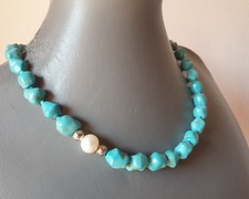 ??? COLLANA DONNA PIETRE DURE TUTCHESE, VERA PERLA BAROCCA TAHITI +ORECCHINI 