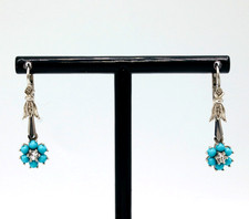 Orecchini pendenti vintage anni '60 in oro bianco massiccio 18k Made in Italy