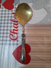 Antico Cucchiaio In Ottone E Argento Vintage