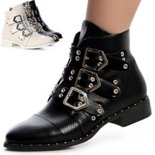 Stivaletti Da Donna Con Borchie Stile Biker Con Fibbia
