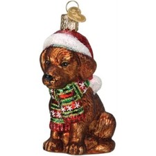 Vecchio Mondo Natale VACANZE CIOCCOLATO LABRADOR CUCCIOLO (12640) Decorazione in vetro con scatola