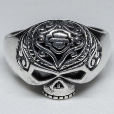 Anello Teschio Logo Biker Anello In Argento 925 Celtico Moto