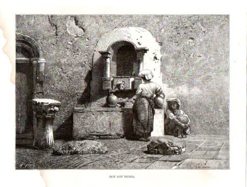 Stampa antica ischia - ischia, donne