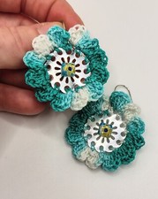 ORECCHINI VERDE ACQUA UNCINETTO MURRINA VETRO MARGHERITA BOHO CHIC LEGGERISSIMI