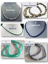 Collane pietre dure e semipreziose sfere 5 mm montate in argento 925