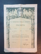 Attestato al Soldato Coppo Medaglia ricordo Guerra 15/18 Roma 1924 (VR748)