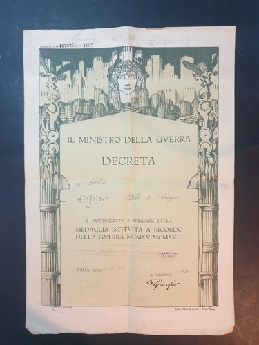 Attestato soldato coppo - attestato,