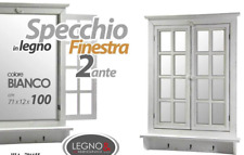 SPECCHIERA SPECCHIO DA PARETE LEGNO 2 ANTE APRIBILI FORMA FINESTRA h100*71*12 cm