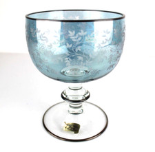 Grande Bicchiere CALICE in vetro di cristallo con decorazioni floreali incise